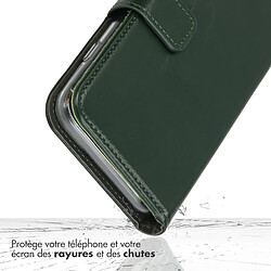 Selencia Étui portefeuille en cuir véritable pour Samsung Galaxy S23 Ultra - Vert pas cher