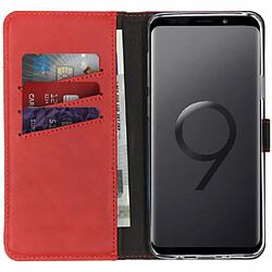 Avis Selencia Étui portefeuille en cuir véritable pour Samsung Galaxy S9 Plus - Rouge