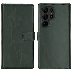 Selencia Étui portefeuille en cuir véritable pour Samsung Galaxy S23 Ultra - Vert 