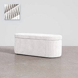 ICONIK INTERIOR Banc Avec Rangement Interne Rembourré En Tissu Velours Côtelé - Eiren Blanc