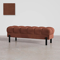 ICONIK INTERIOR Banc de style Chesterfield tapissé en velours avec pieds en fer - Hamptons Chocolat
