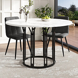 Okwish Table à manger ronde - Blanc et noir