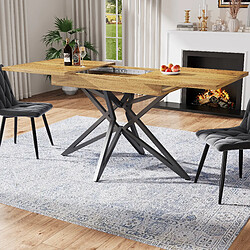 OKWISH Table à manger 120-160x80 cm - Table de cuisine - Brun
