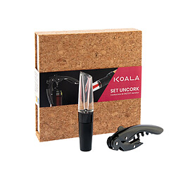 Koala Uncork Noir - Coffret avec tire-bouchon High Tech et aérateur de vin