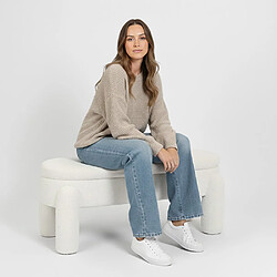 ICONIK INTERIOR Banc Avec Rangement Rembourré En Tissu Bouclé Blanc Cassé – Assise Moderne Pour Salon Et Chambre - Boreta Blanc