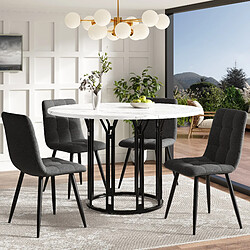 Okwish Table à manger ronde - Blanc et noir