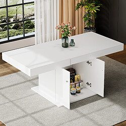 OKWISH Table moderne 140/180x80 cm - Plateau MDF - Blanc