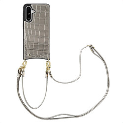 SELENCIA Coque de télephone Nova Croco avec cordon et porte-cartes Samsung Galaxy A36 / A56 - Argent 