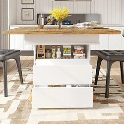 OKWISH Table 140-80x75 cm - Table de cuisine modulable - Blanc