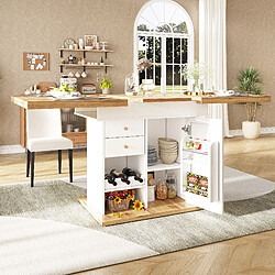 OKWISH Table 110-140 x 80 x 75 cm - Table multifonction - Blanc