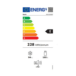 Réfrigérateur combiné 60cm 289l blanc - KGV33VWEP - Série 4 - BOSCH pas cher