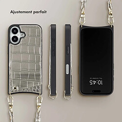 Acheter SELENCIA Coque de télephone Nova Croco avec cordon et porte-cartes Apple iPhone 16 - Argent