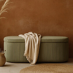 ICONIK INTERIOR Banc Avec Rangement Interne Rembourré En Tissu Velours Côtelé - Eiren Olive