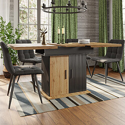 OKWISH Table 110-140 x 80 x 75 cm - Table multifonction - Noir et Naturel