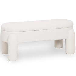 ICONIK INTERIOR Banc Avec Rangement Rembourré En Tissu Bouclé Blanc Cassé – Assise Moderne Pour Salon Et Chambre - Boreta Blanc