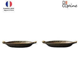 Decopine Lot de 2 plats décoratifs dorés – 27,5×15×4,5 cm