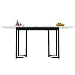 Okwish Table à manger rectangulaire - Blanc et noir pas cher