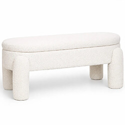 ICONIK INTERIOR Banc Avec Rangement Rembourré En Tissu Bouclé Blanc Cassé – Assise Moderne Pour Salon Et Chambre - Boreta Blanc