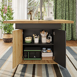 OKWISH Table 110-140 x 80 x 75 cm - Table multifonction - Noir et Naturel