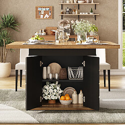OKWISH Table 110-140 x 80 x 75 cm - Table avec étagères - Noir+Naturel