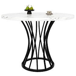 Okwish Table à manger ronde - Noir et blanc pas cher