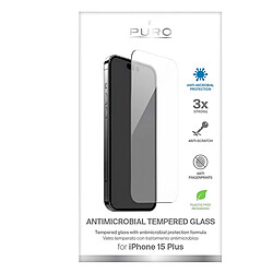 PURO Protection Écran Antibactérienne Anti Rayures Et Chocs pour iPhone 15 Plus Transparent pas cher
