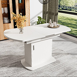 Okwish Table à manger ovale - Blanc et argent