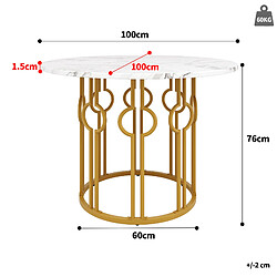 Acheter Okwish Table à manger ronde - Blanc et or