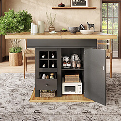 OKWISH Table 140-80x75 cm - Pour 4-6 personnes - Noir