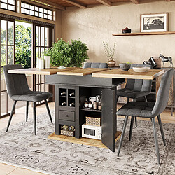 OKWISH Table 140-80x75 cm - Pour 4-6 personnes - Noir