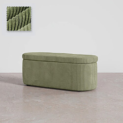 ICONIK INTERIOR Banc Avec Rangement Interne Rembourré En Tissu Velours Côtelé - Eiren Olive