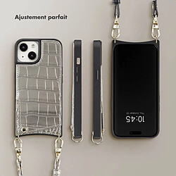 Acheter SELENCIA Coque de télephone Nova Croco avec cordon et porte-cartes Apple iPhone 15 - Argent