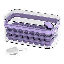 Autre Vue Bac à glaçons double couche 64 pièces - Bac à glaçons à dégagement facile pour le stockage au congélateur, violet