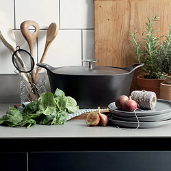 Cuisinox Volcan - Cocotte ovale 29cm fonte de fer émaillée noire avec couvercle