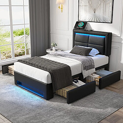 redom Lit Coffre 90x190 cm - Lit Capitonné - Noir