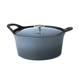 Cuisinox Volcan - Cocotte ronde 20cm fonte de fer émaillée bleue denim avec couvercle