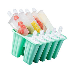 Autre Vue Moule à glaces et sucettes glacées en silicone alimentaire antiadhésif vert avec 10 compartiments