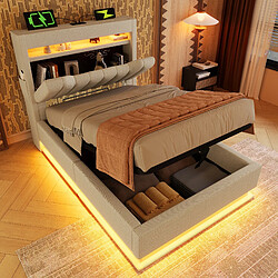 redom Lit Coffre 90x200 cm LED Multimode - Beige