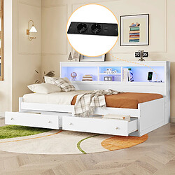 redom Lit Banquette 90x200 cm - Lit Simple Enfant - Blanc