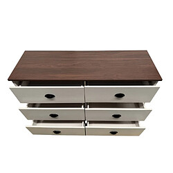 Concept Usine Commode 6 tiroirs blanc et bois 120cm VALLA pas cher