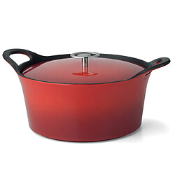 Cuisinox Volcan - Cocotte ronde 24cm fonte de fer émaillée rouge avec couvercle