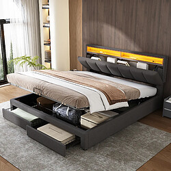 redom Lit coffre 180x200 cm - Lit coffre double - Gris