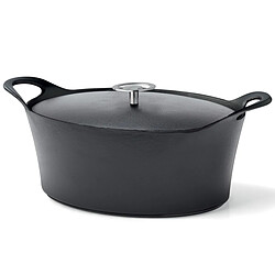 Cuisinox Volcan - Cocotte ovale 29cm fonte de fer émaillée noire avec couvercle