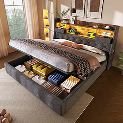 redom Lit Coffre 140x200 cm - Lit coffre - Gris