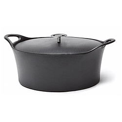 Cuisinox Volcan - Cocotte Ovale 35cm fonte de fer émaillée noire avec couvercle