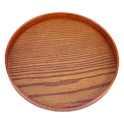 Autre Vue Plateau de service rond en bois naturel pour thé, nourriture et eau - 27 cm