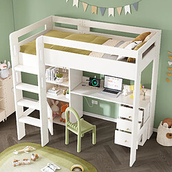 redom Lit Mezzanine 90x200 cm Lit enfant/ado - Blanc