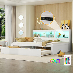 redom Lit Gigogne 140x200 cm - Lit Double - Blanc