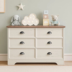 Avis Concept Usine Commode 6 tiroirs blanc et bois 120cm VALLA