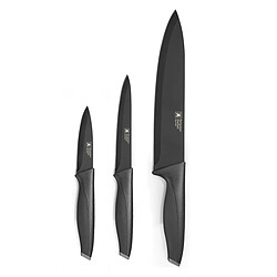Richardson Sheffield Advantage Noir - Set 3 couteaux lames PVD noir : Office, Utile et Chef